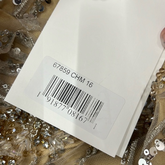 Mac Duggal 67859 NWT LONG SLEEVE GOWN WITH SILVER SEQUIN - Picture 6 of 9